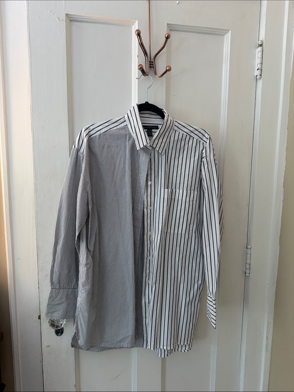 Banana Republic Black and White Striped Split-Panel Tunic Shirt